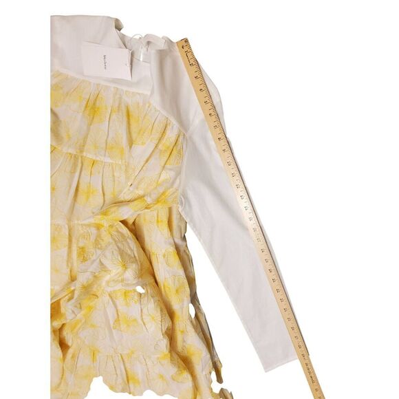 MERLETTE Soliman Embroidered Cotton Long Sleeve Babydoll Dress Size M - Picture 7 of 9